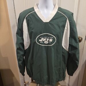 Jets NFL Green and White Team Apparel Windbreaker Pullover. Large.